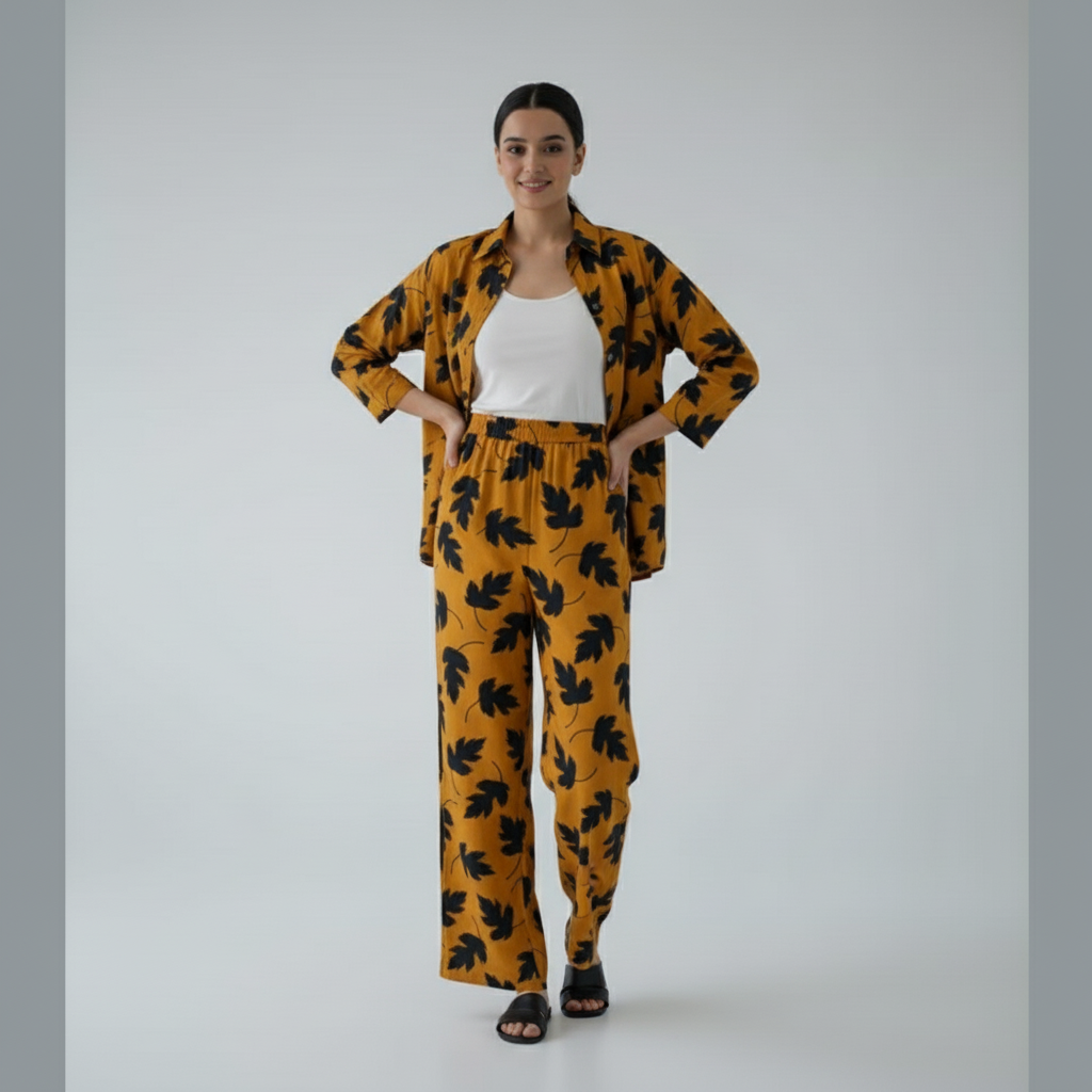 Autumn Leaf Printed Khaddar Co-Ord Set TF-101
