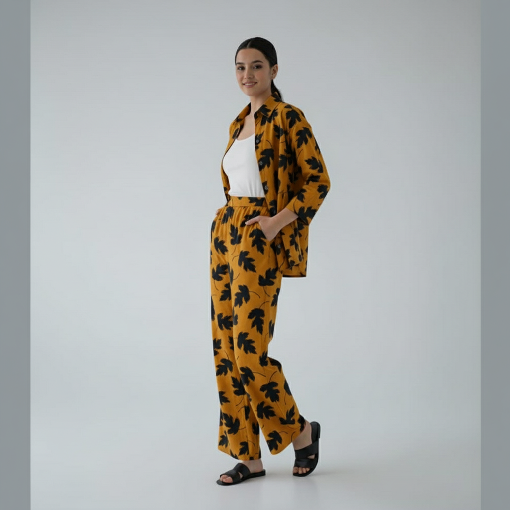 Autumn Leaf Printed Khaddar Co-Ord Set TF-101