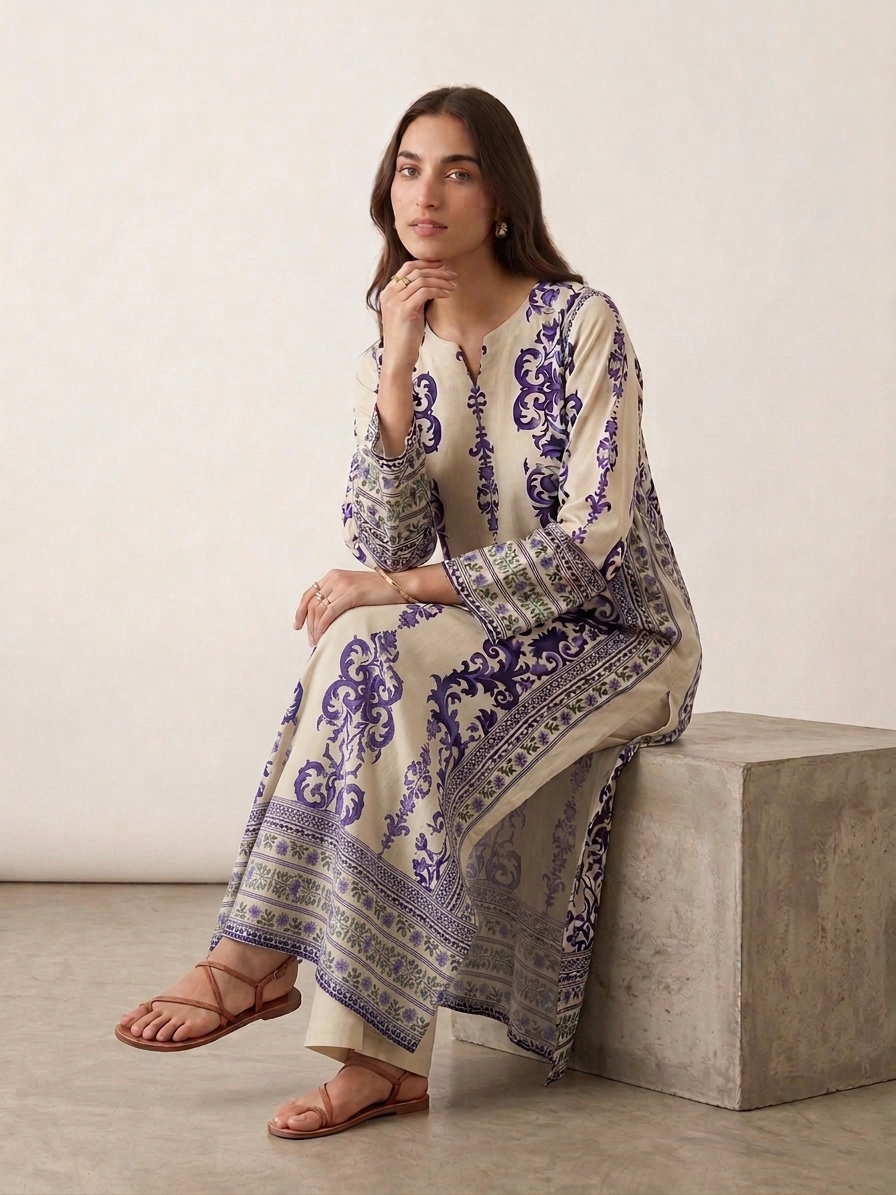 Summer Bloom 2PC Kaftan Set-1506