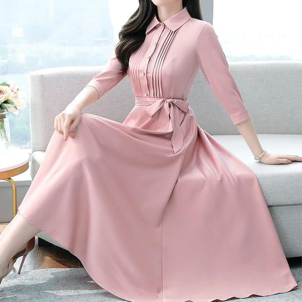 Women's Solid Color Plain Maxi Dress AX-106