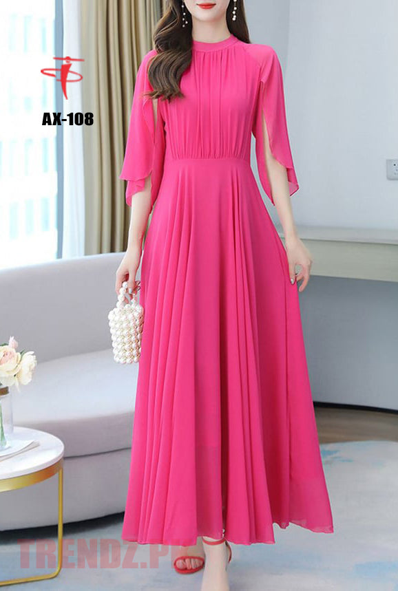 Women's Solid Color Plain Maxi Dress AX-108