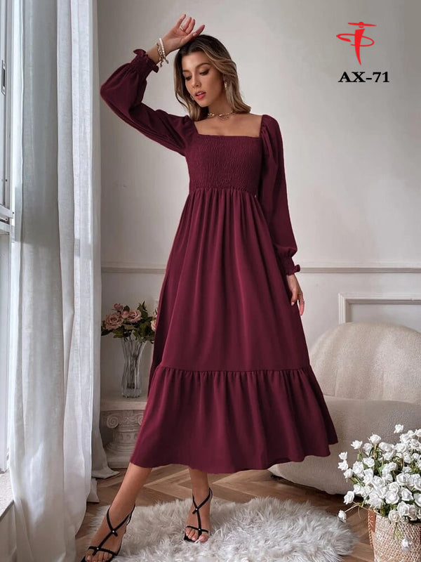 Women's Solid Color Plain Elegant Long Maxi