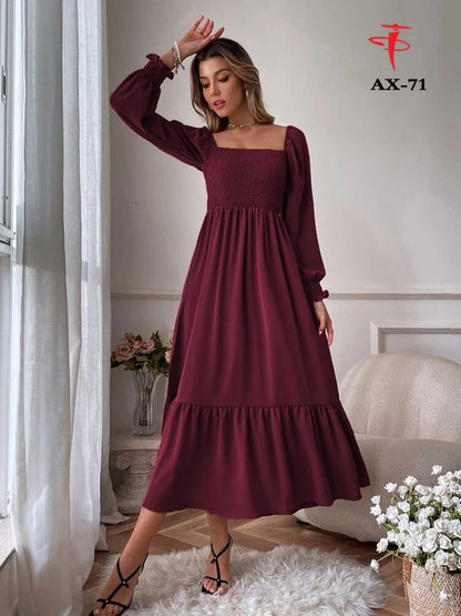 Women's Solid Color Plain Elegant Long Maxi