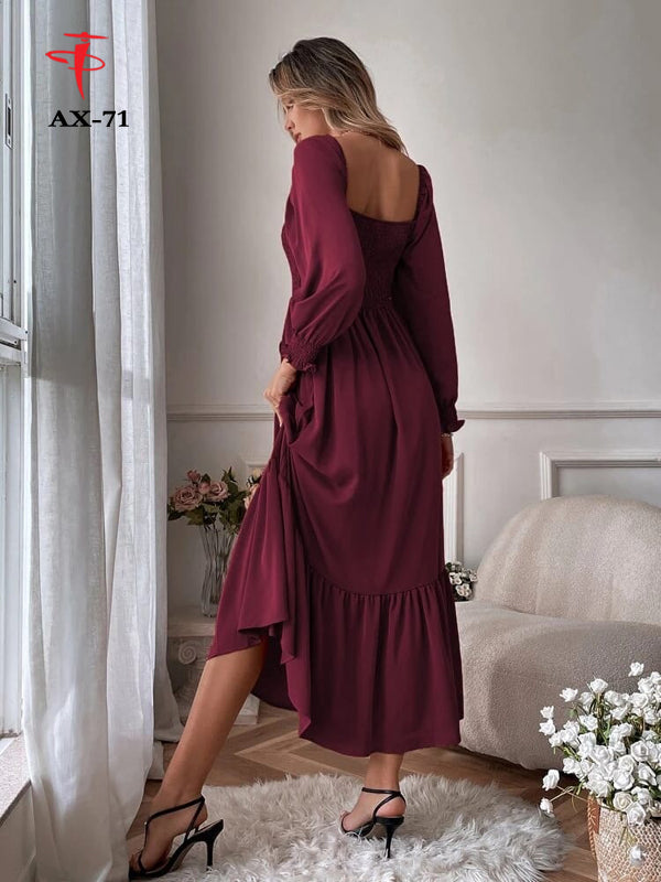 Women's Solid Color Plain Elegant Long Maxi