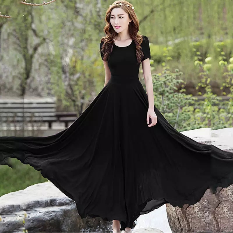 Women's Solid Color Plain Maxi Dress AX-72
