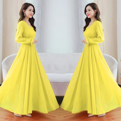 Women's Solid Color Plain Maxi Dress AX-72
