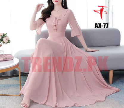 Women's Solid Color Plain Maxi Dress AX-77
