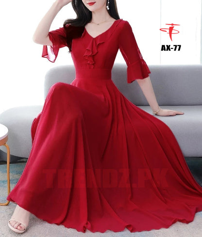Women's Solid Color Plain Maxi Dress AX-77