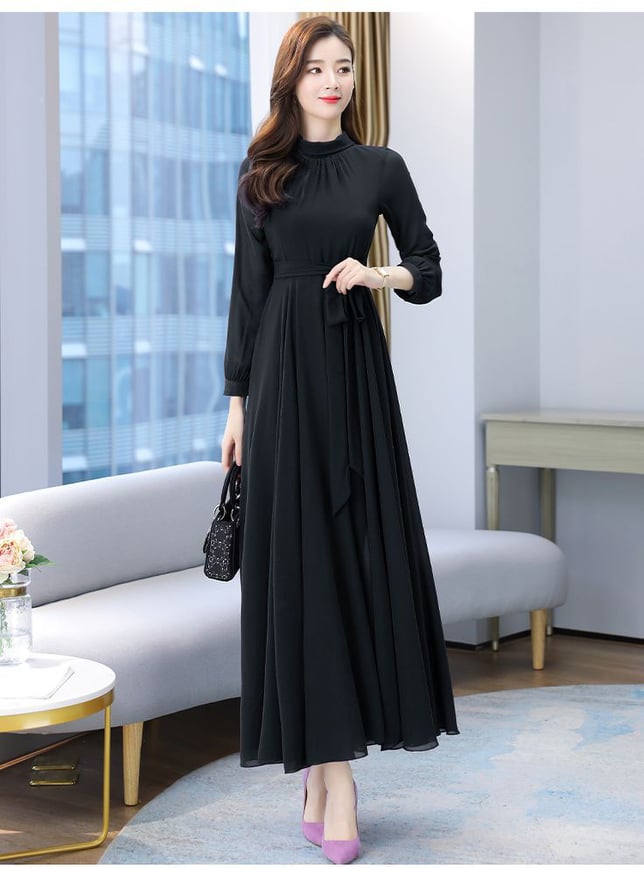 Women's Solid Color Plain Maxi Dress AX-87
