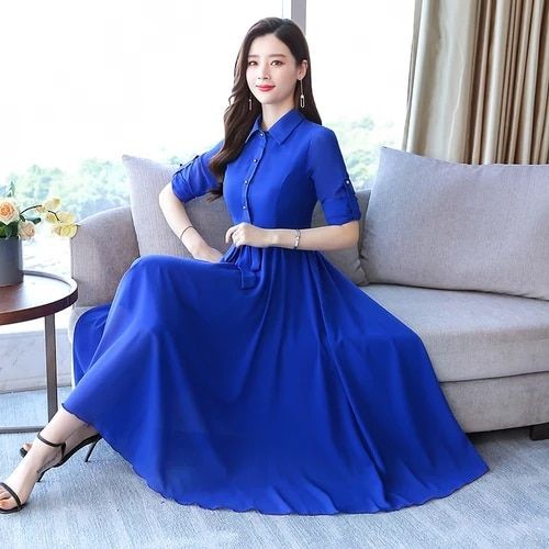 Women's Solid Color Plain Maxi Dress AX-88