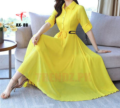 Women's Solid Color Plain Maxi Dress AX-88