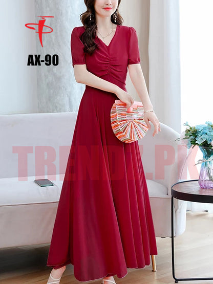 Women's Solid Color Plain Maxi Dress AX-90