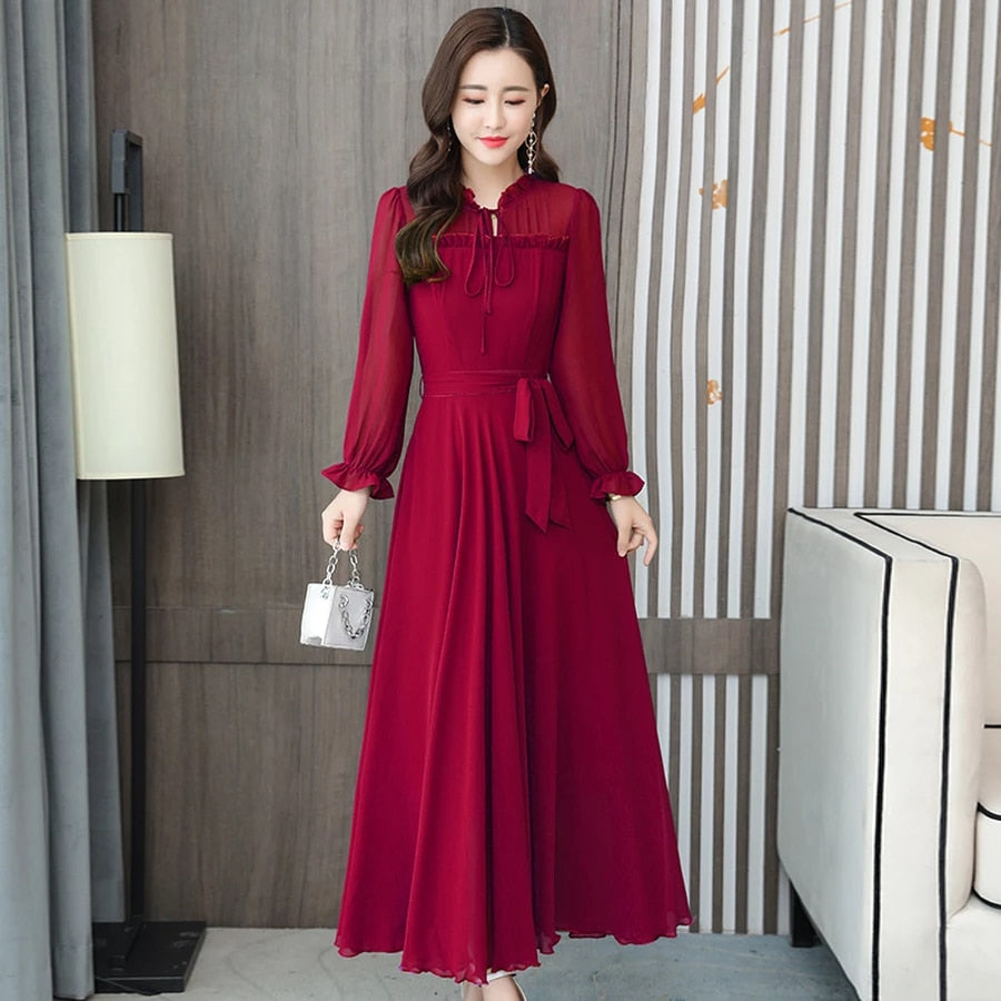 Women's Solid Color Plain Maxi Dress AX-92