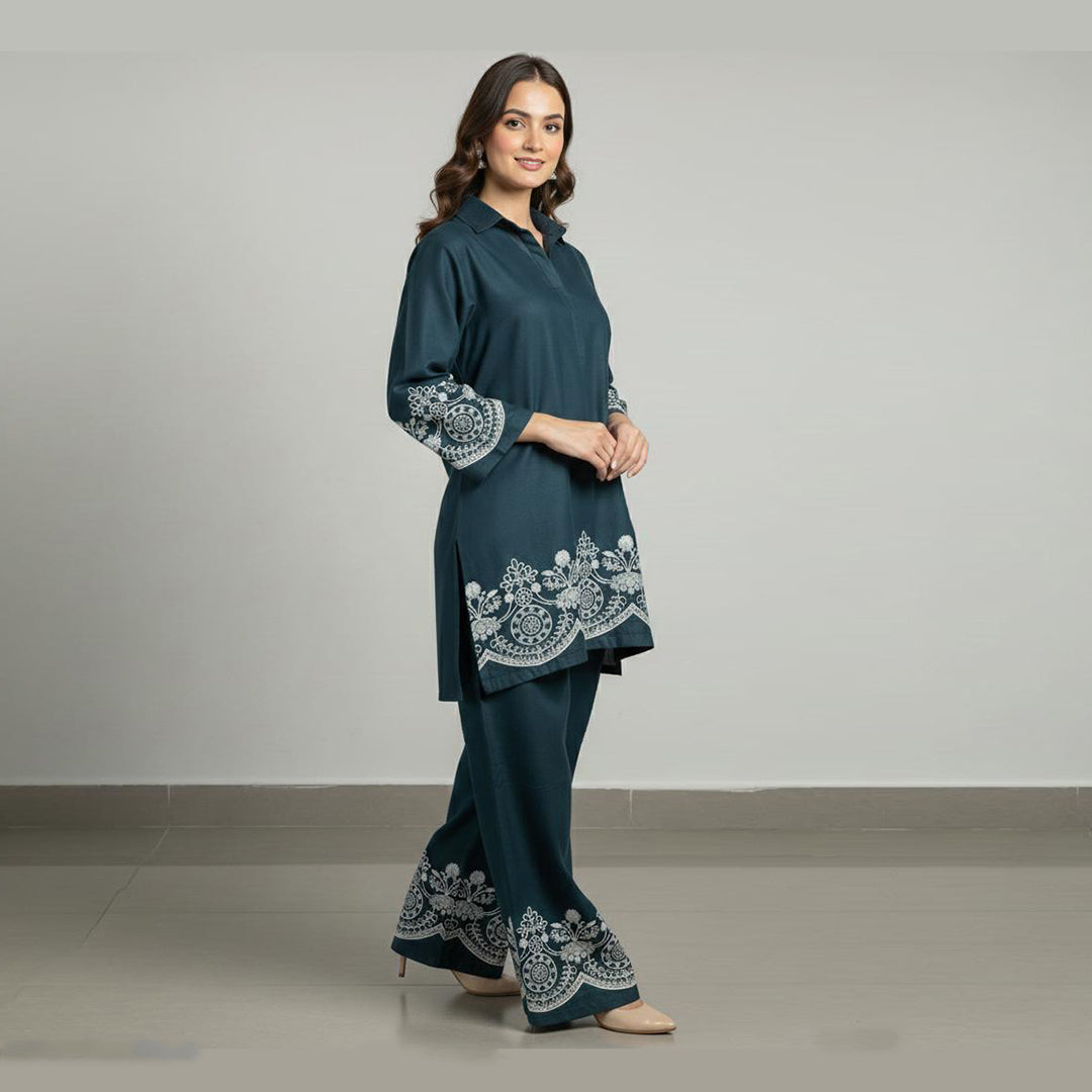Ocean Mist – Embroidered Co-Ord Set