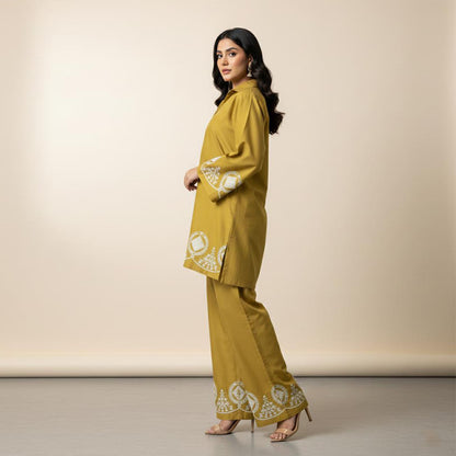Golden Ochre - Embroidered Co-Ord Set