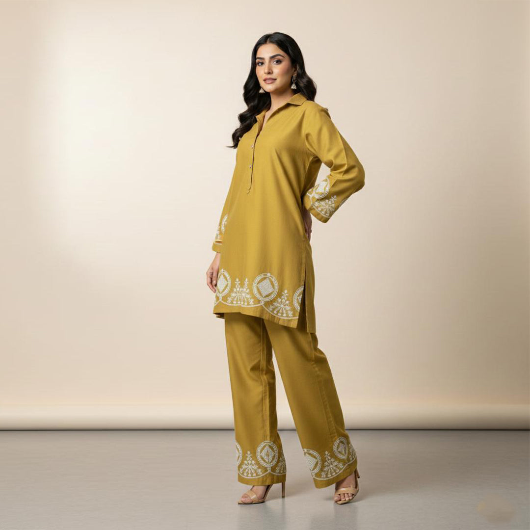Golden Ochre - Embroidered Co-Ord Set