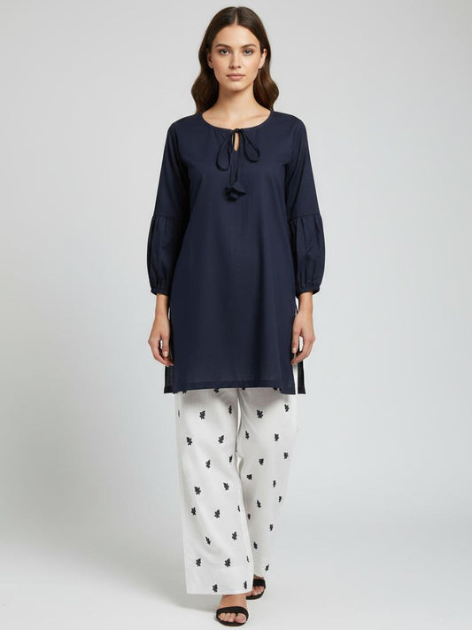 Blue Charm – Cotton 2PC Embroidered Suit