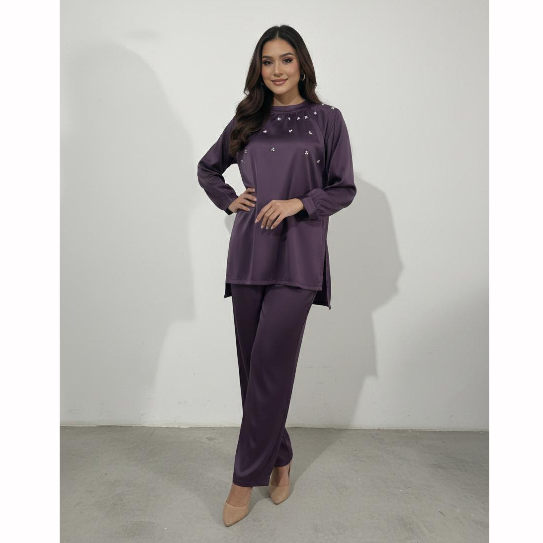 Premium Silk Pearl Detail Co-Ord Set TS-50