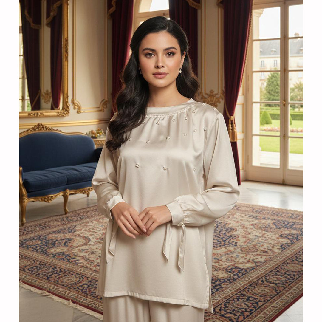 Premium Silk Pearl Detail Co-Ord Set TS-50