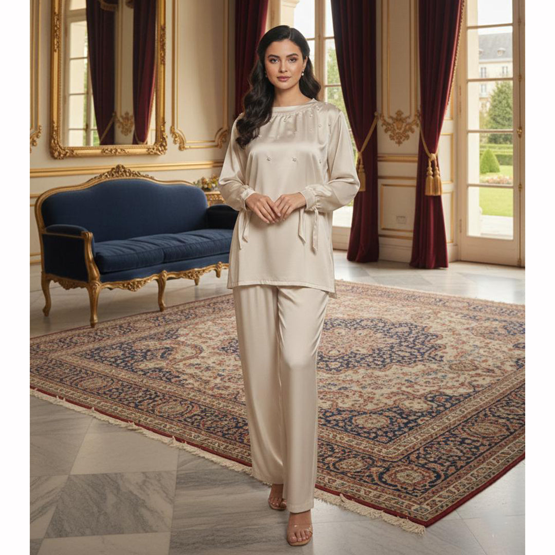 Premium Silk Pearl Detail Co-Ord Set TS-50