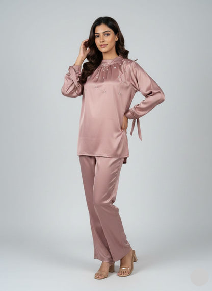 Premium Silk Pearl Detail Co-Ord Set TS-50