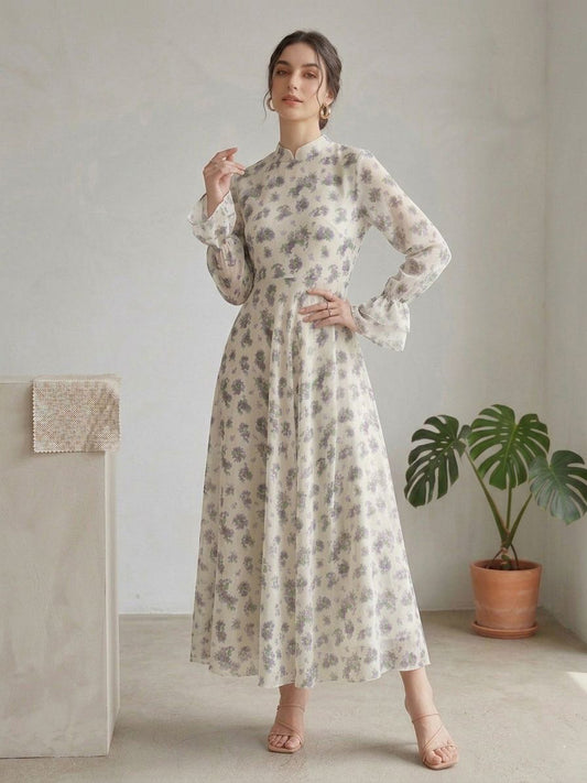 Women’s Premium Chiffon Printed Long Maxi Dress LF-38