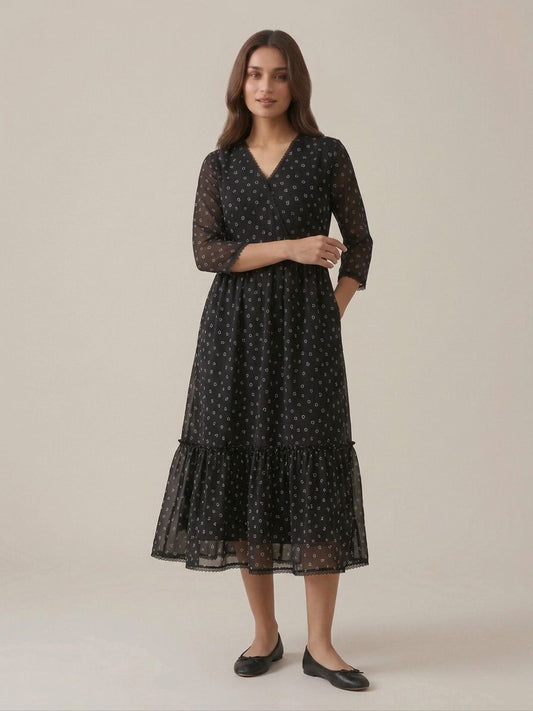 Women’s Premium Chiffon Printed Long Maxi Dress LF-32