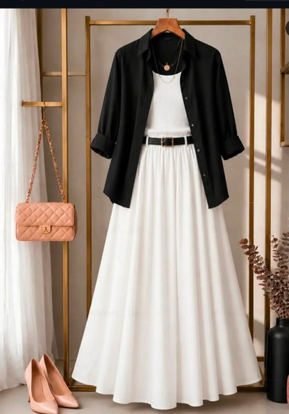 Trending 3-Piece Crepe Skirt Set – Casual & Elegant Co-Ord Look Sk-51
