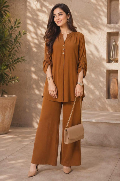 Premium Korean Imported Wool Peach 2PC Co-Ord Set - 21 | Winter Solid Color Collection