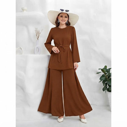 Premium Korean Imported Wool Peach 2PC Wide-Leg Co-Ord Set -29 | Winter Collection