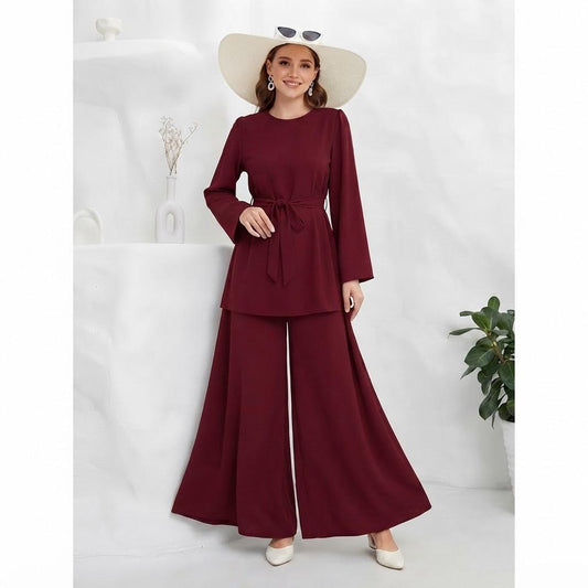 Premium Korean Imported Wool Peach 2PC Wide-Leg Co-Ord Set -29 | Winter Collection