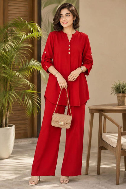 Premium Korean Imported Wool Peach 2PC Co-Ord Set - 21 | Winter Solid Color Collection