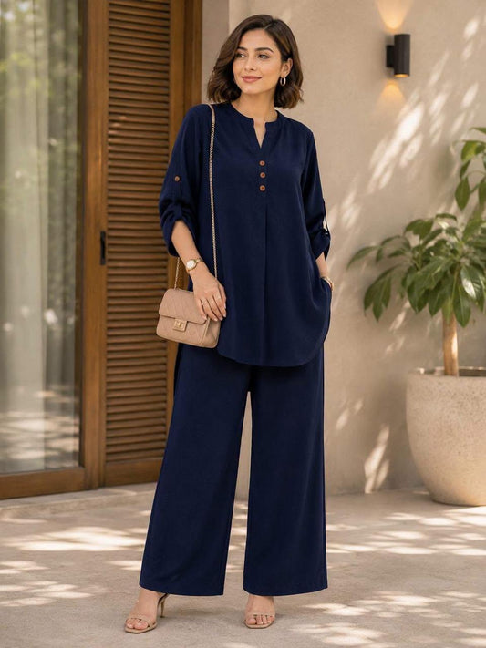 Premium Korean Imported Wool Peach 2PC Co-Ord Set - 21 | Winter Solid Color Collection