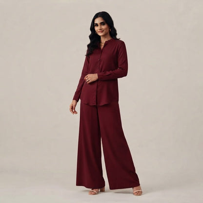 Premium Korean Imported Wool Peach 2PC Wide-Leg Co-Ord Set -13 | Winter Collection
