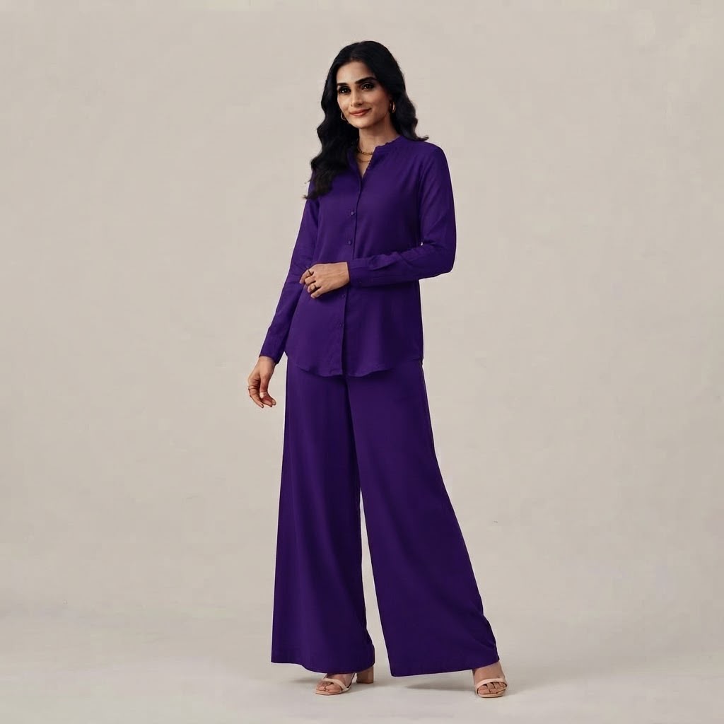 Premium Korean Imported Wool Peach 2PC Wide-Leg Co-Ord Set -13 | Winter Collection