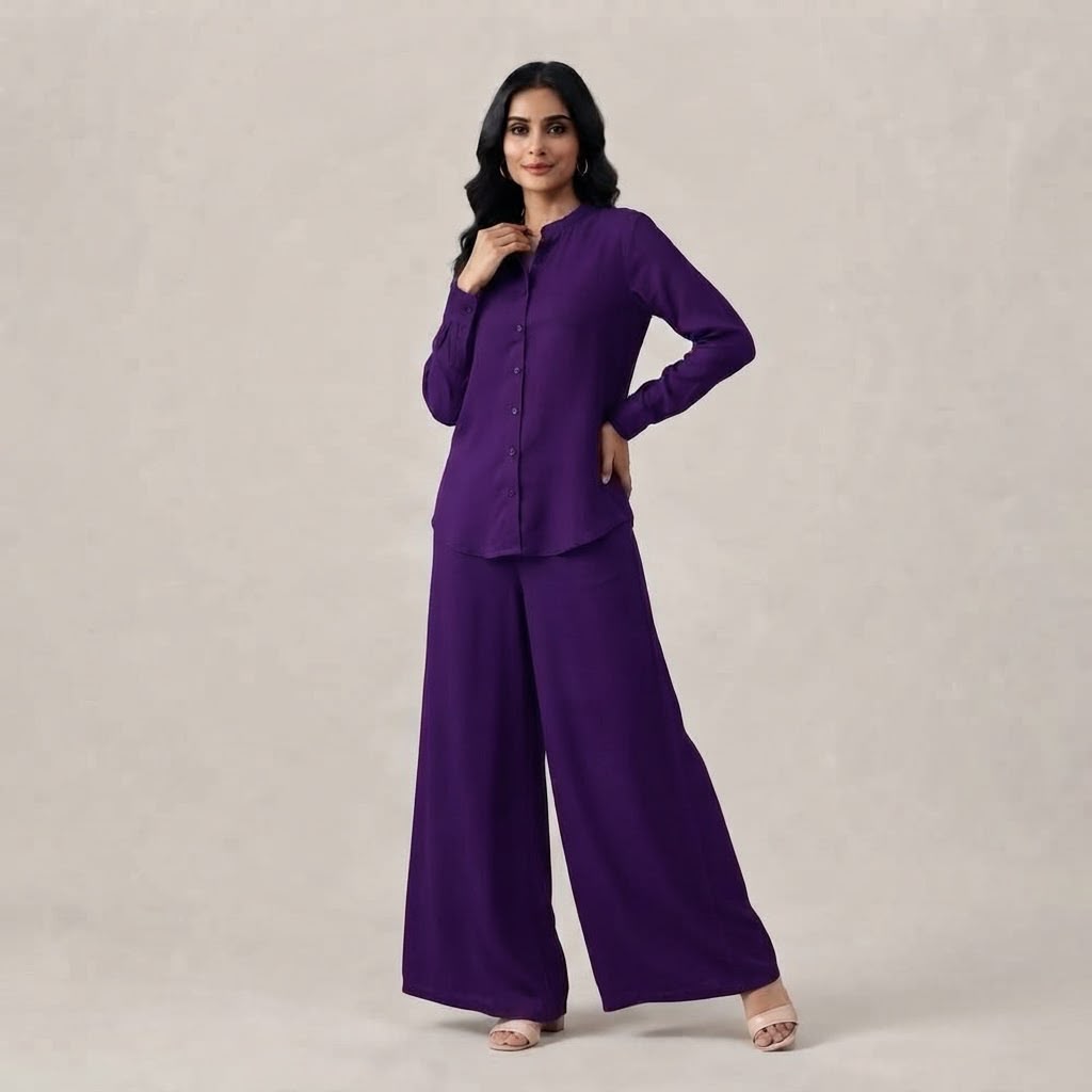 Premium Korean Imported Wool Peach 2PC Wide-Leg Co-Ord Set -13 | Winter Collection