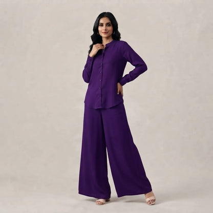 Premium Korean Imported Wool Peach 2PC Wide-Leg Co-Ord Set -13 | Winter Collection