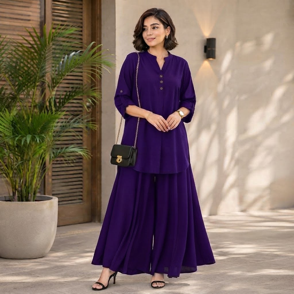 Trending Korean-Inspired Wide-Leg Plazzo Set