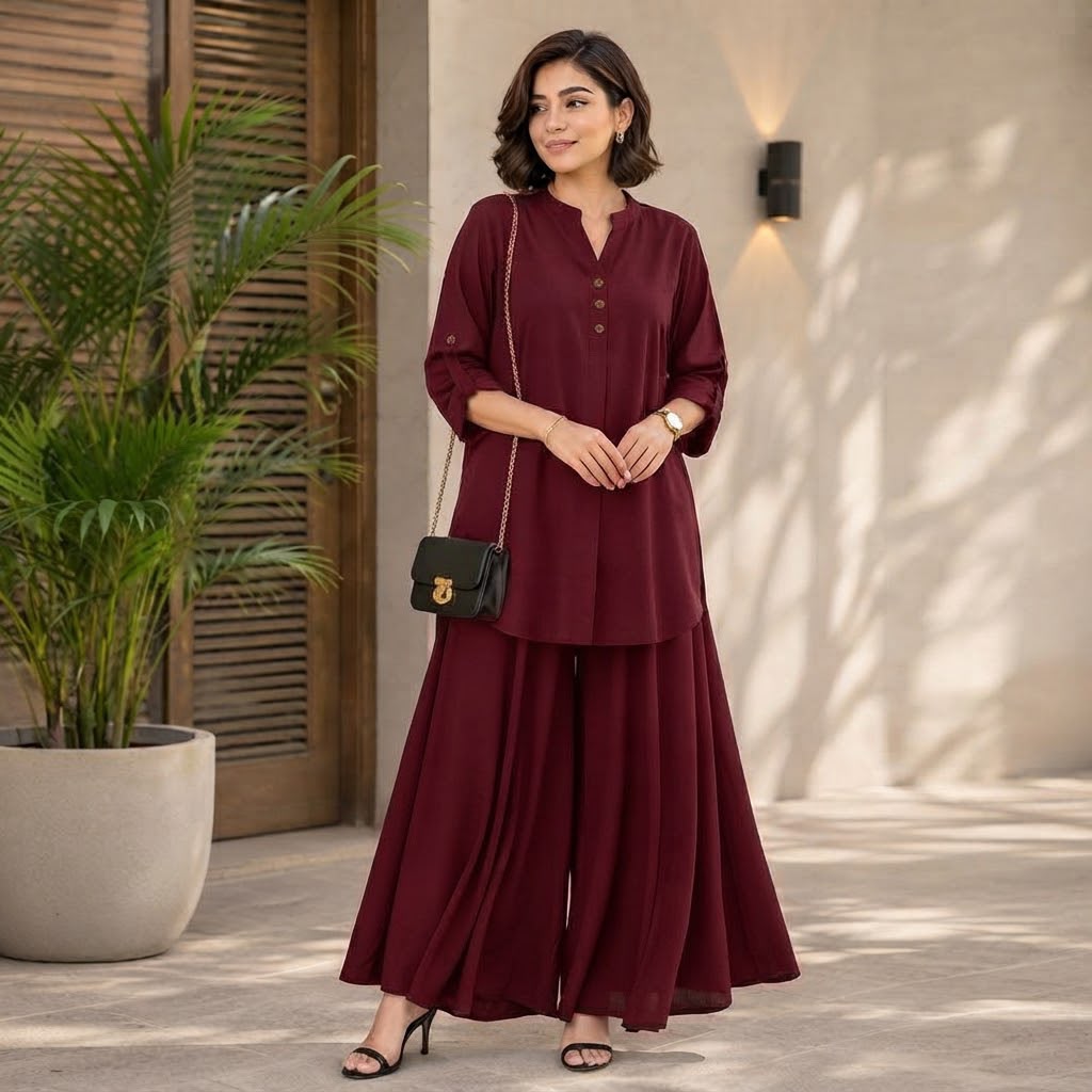 Trending Korean-Inspired Wide-Leg Plazzo Set