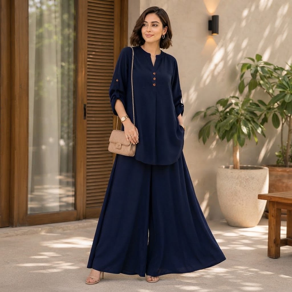 Trending Korean-Inspired Wide-Leg Plazzo Set