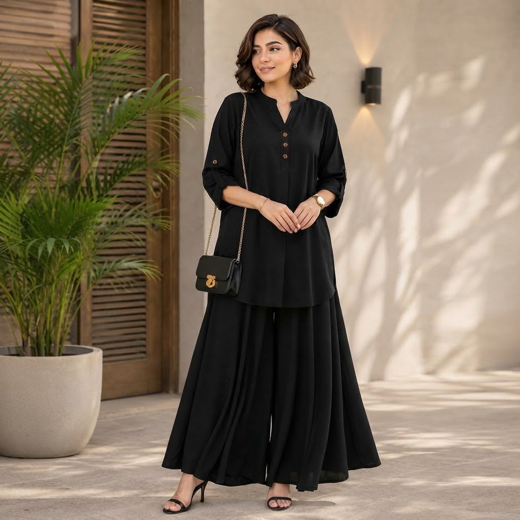 Trending Korean-Inspired Wide-Leg Plazzo Set