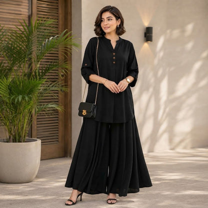 Trending Korean-Inspired Wide-Leg Plazzo Set