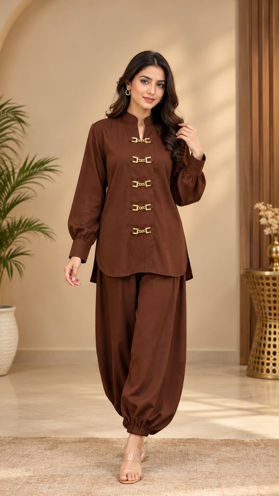 Trendy Loop-Style Shirt with Balloon Plazo Set BK-70