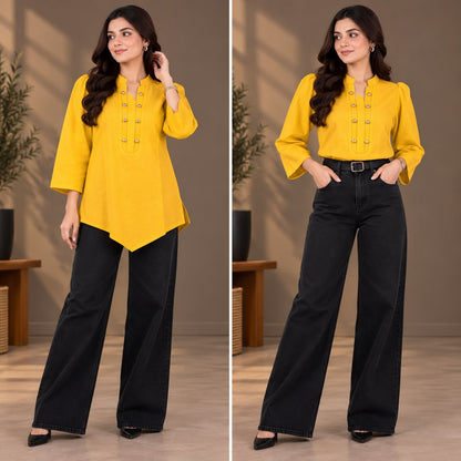 Elegant Pastel Button-Down Top – Irish Cotton top