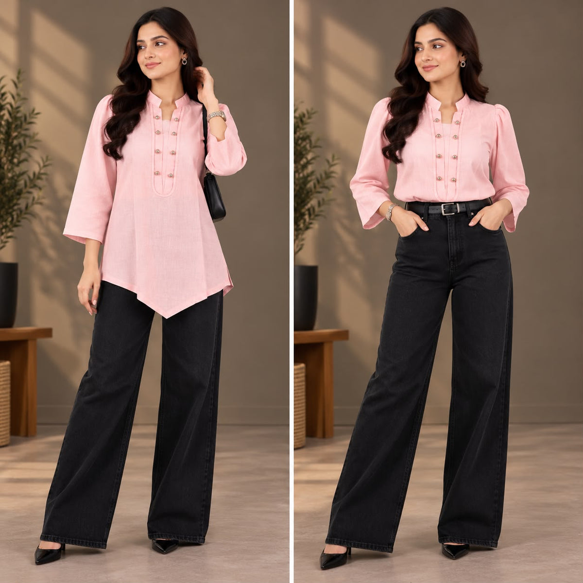 Elegant Pastel Button-Down Top – Irish Cotton top