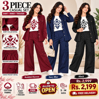3-Piece Cotton Cargo Co-Ord Set