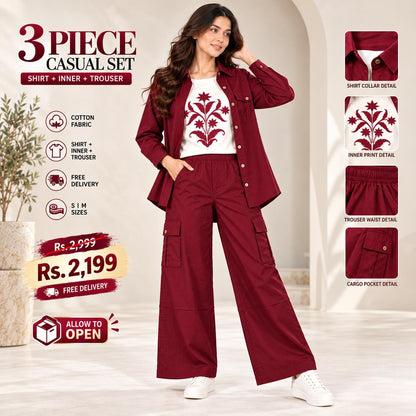 3-Piece Cotton Cargo Co-Ord Set