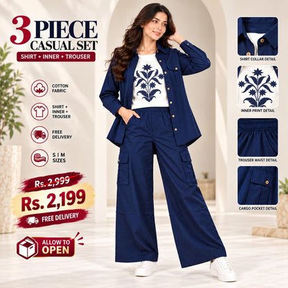 3-Piece Cotton Cargo Co-Ord Set