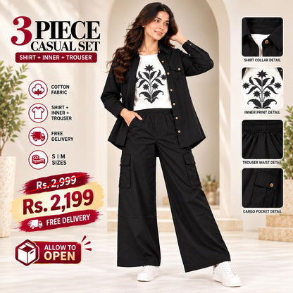 3-Piece Cotton Cargo Co-Ord Set