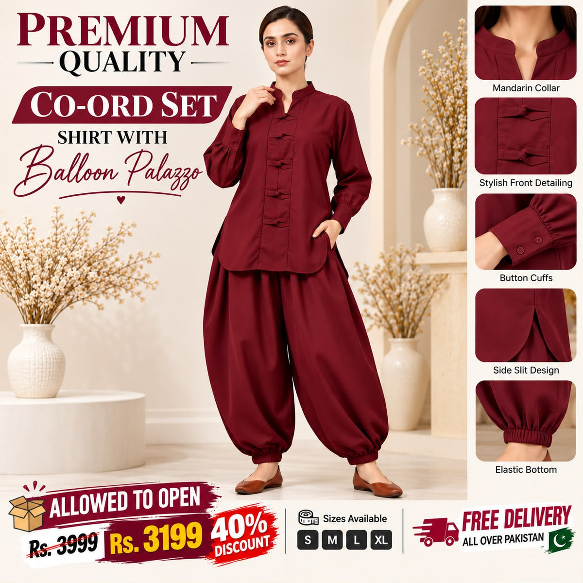 BALLOON PLAZOO SHIRT CO-ORD SET